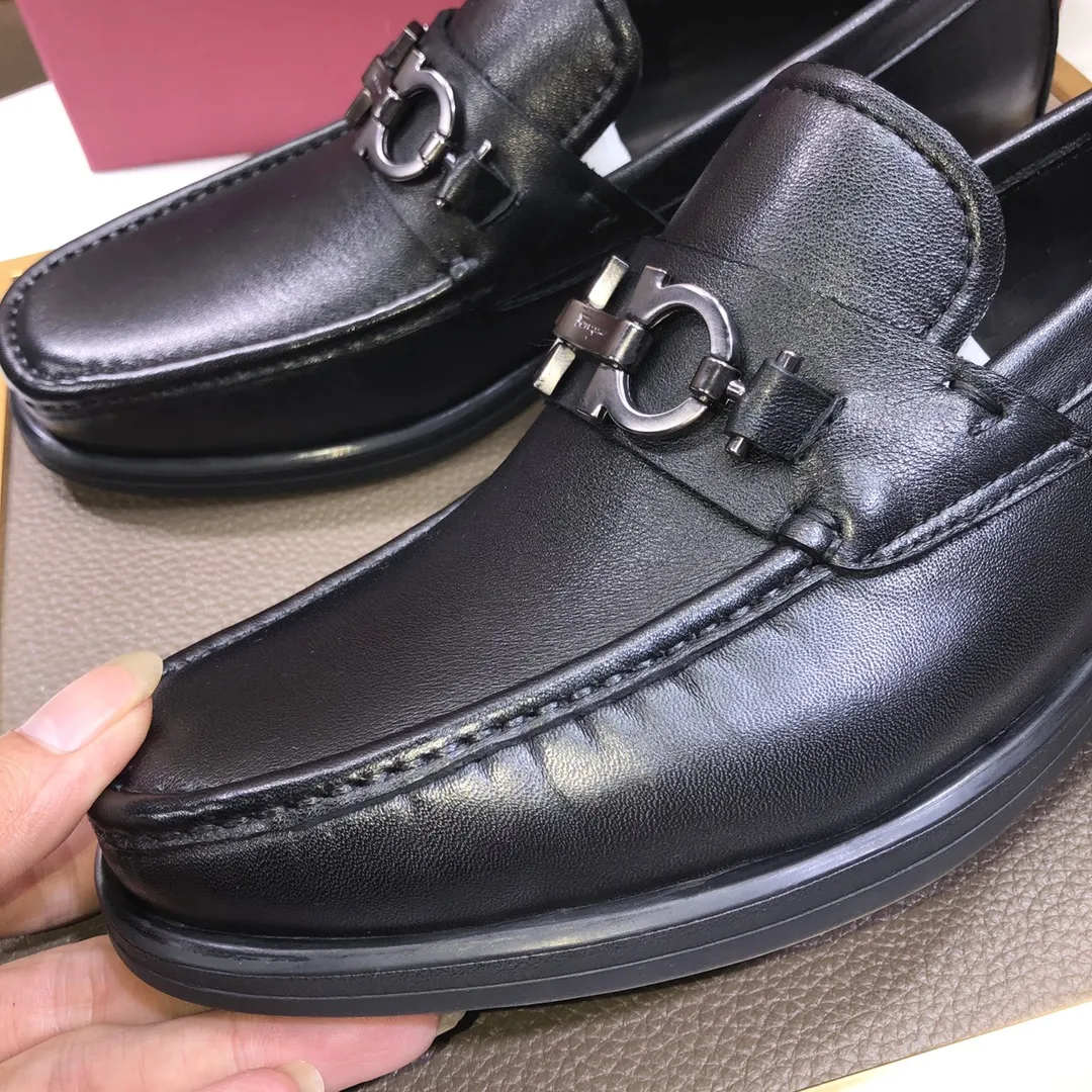 Men's shoes 💰500💰[Ferragamo/Ferragamo] The latest model in the counter. Original imported cowhide fabric + 🐂 water-dyed sheepskin lining + original luxury metal buckle + original combined outsole. Comparison without pressure 38--45 (45 is custom-made and cannot be returned or exchanged)